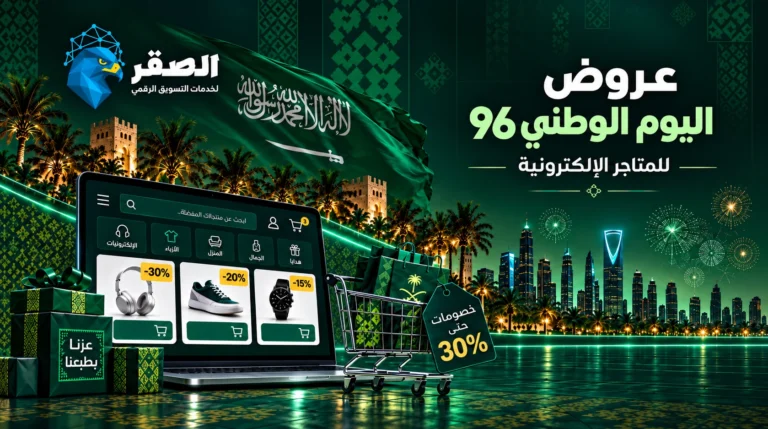 تصميم عروض اليوم الوطني السعودي 96 للمتاجر الإلكترونية وزيادة المبيعات
