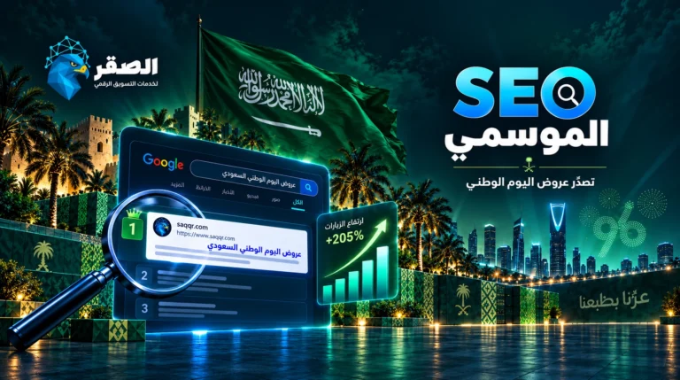تصميم SEO موسمي لليوم الوطني السعودي وتحسين الظهور في نتائج البحث