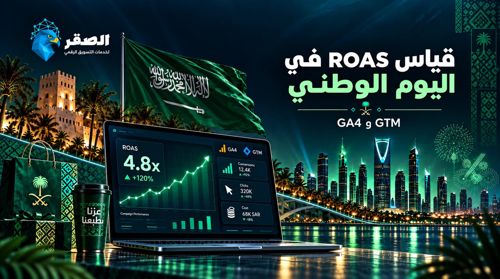 تحليل ROAS بعد اليوم الوطني السعودي باستخدام GA4 وGoogle Ads