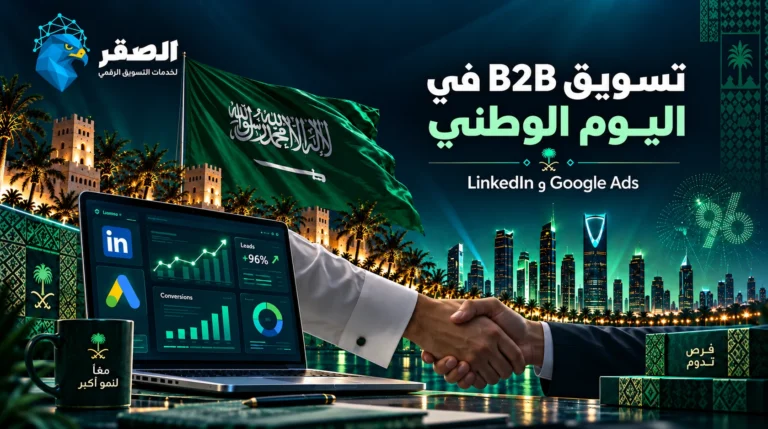 تصميم إعلانات B2B في اليوم الوطني السعودي 96 للشركات وصناع القرار