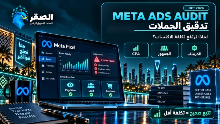 تدقيق Meta Ads وتقليل تكلفة اكتساب العميل وتحسين أداء الحملات
