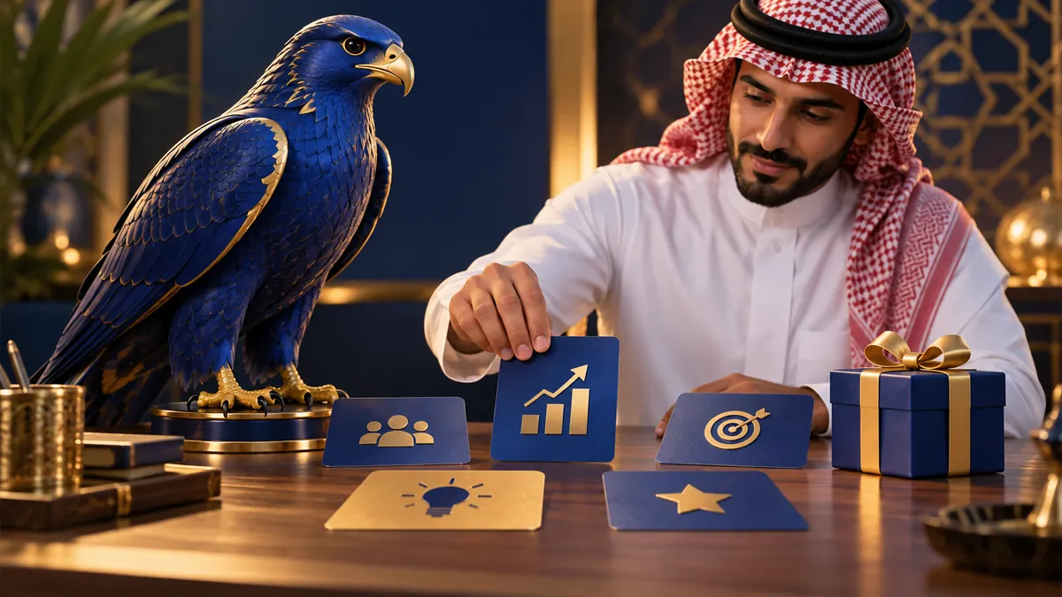 أفاتار الصقر الأزرق يرتب عناصر عرض إعلاني مع صاحب شركة سعودي