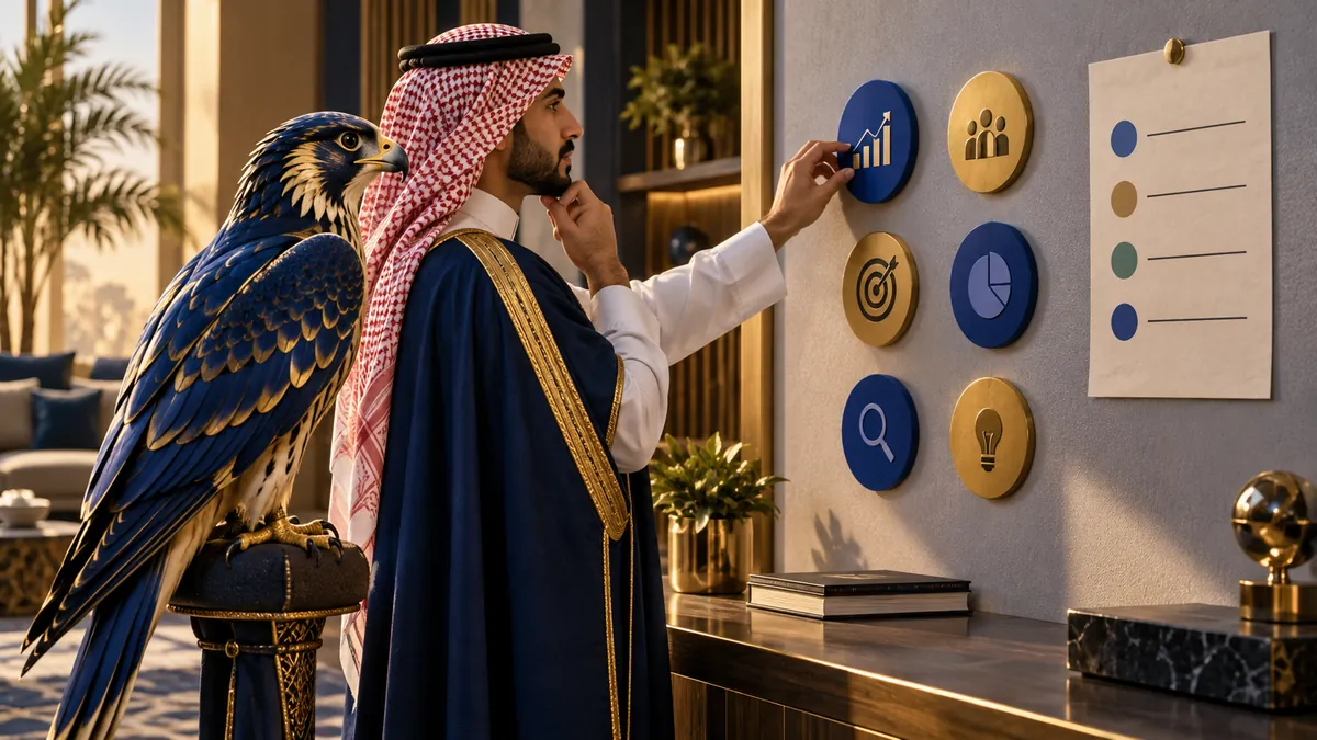 أفاتار الصقر الأزرق يناقش اختيار مؤشرات أداء حملات جوجل مع صاحب شركة سعودي