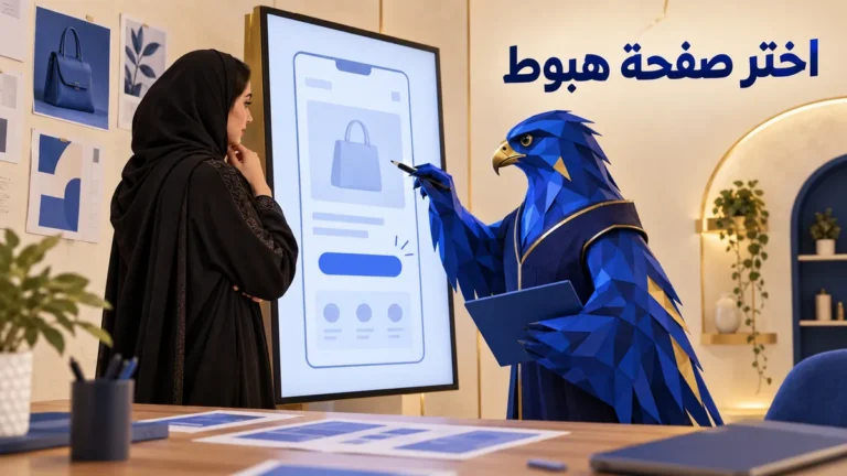 أفاتار الصقر الأزرق يراجع صفحة هبوط مع صاحبة متجر سعودية قبل إطلاق حملة