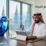رجل أعمال سعودي مع صقر الصقر الملكي يراجع وثيقة متطلبات موقع الشركة التقنية والتسويقية قبل طلب عروض الأسعار