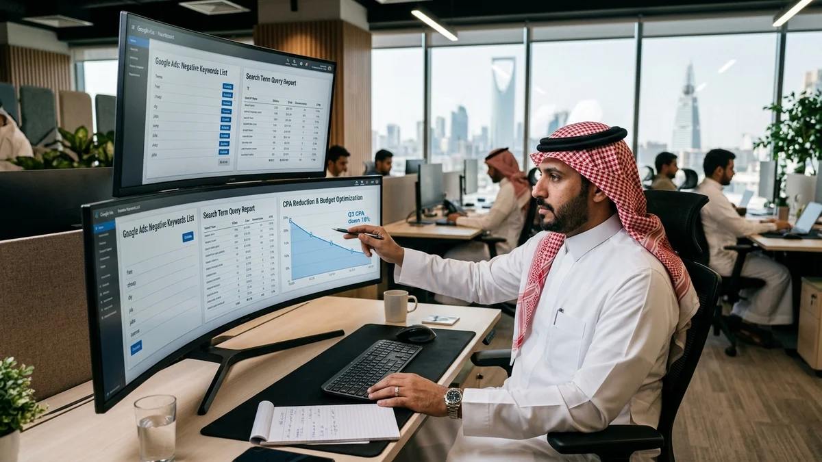الكلمات المفتاحية السلبية في إعلانات جوجل بالسعودية لوقف الهدر