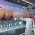 إعلانات يوتيوب في السعودية وتحليلات الأداء المرئي أثناء البث في استوديو رقمي حديث بالرياض