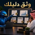 أفاتار الصقر الأزرق يراجع لوحة أدلة دراسة حالة مع صاحب شركة سعودي