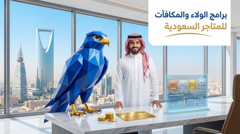 رجل أعمال سعودي وصقر الصقر الملكي بالأزرق الملكي يحللان مؤشرات برامج الولاء وتكرار الشراء للمتاجر السعودية على سلة وزد