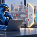 أفاتار الصقر الأزرق يراجع تدفق عبارات البحث والكلمات السلبية في إعلانات جوجل