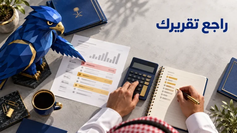 أفاتار الصقر الأزرق يساعد صاحب نشاط سعودي في مراجعة تقرير إنفاق إعلاني وميزانية