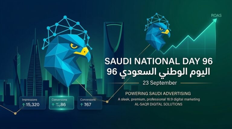 إنفوجرافيك استراتيجية إدارة ميزانيات الإعلانات الممولة في موسم اليوم الوطني السعودي 96 - شركة الصقر