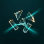تصميم تجريدي يجسد اختبار زوايا الإعلانات وتوزيع أشعة الضوء التسويقية للمتاجر الإلكترونية بألوان الصقر