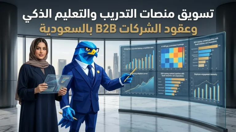 استراتيجيات تسويق منصات التعليم الذكي والتدريب المؤسسي بالذكاء الاصطناعي B2B وعقود الجهات الحكومية بالسعودية