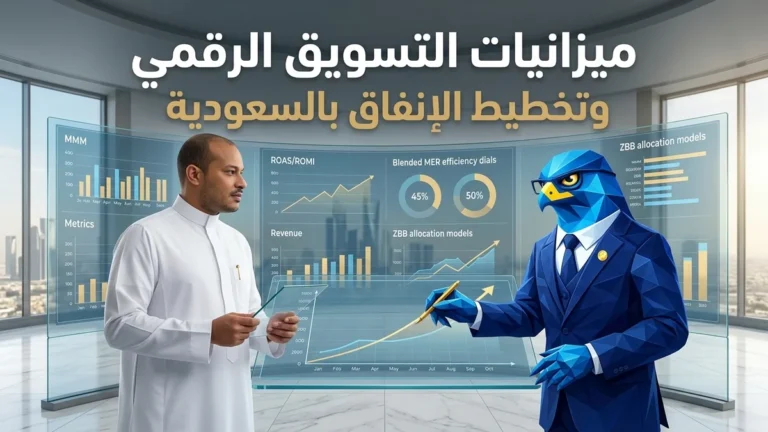 ميزانيات التسويق الرقمي وتخطيط الإنفاق السنوي للشركات في السعودية ونماذج قياس ROAS وROMI وترشيد الهدر الإعلاني