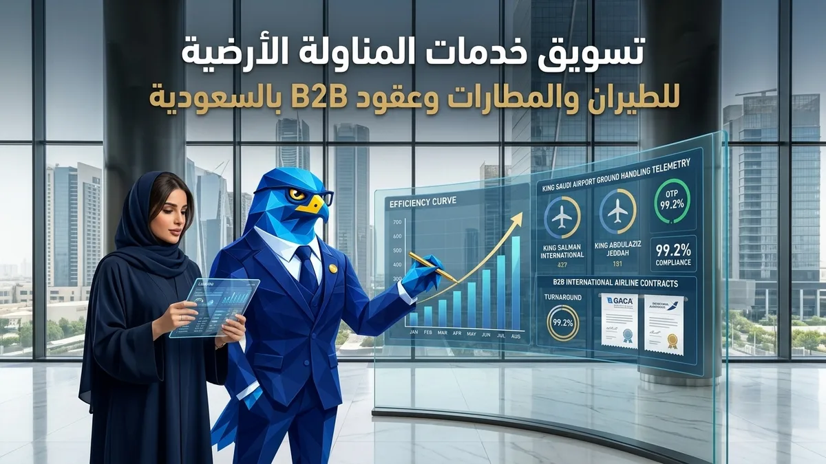 استراتيجيات تسويق خدمات المناولة الأرضية للطيران والمطارات في السعودية ودليل عقود شركات الطيران الدولية B2B وتراخيص جيكا