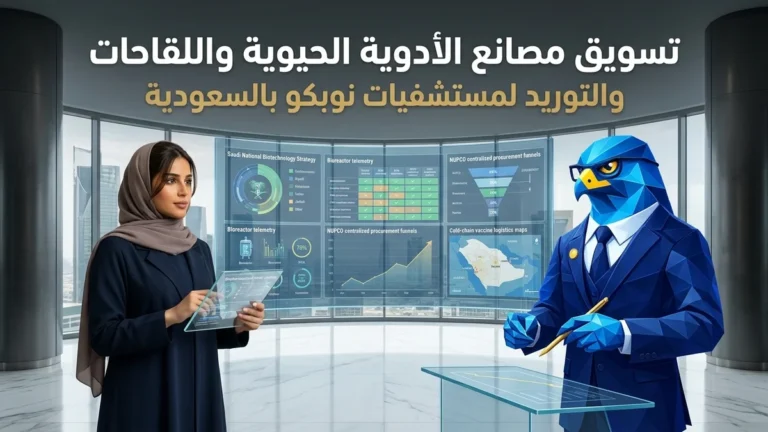 استراتيجيات تسويق مصانع الأدوية الحيوية واللقاحات في السعودية ودليل الشراكات الدوائية والتوريد لمستشفيات وزارة الصحة ونوبكو NUPCO