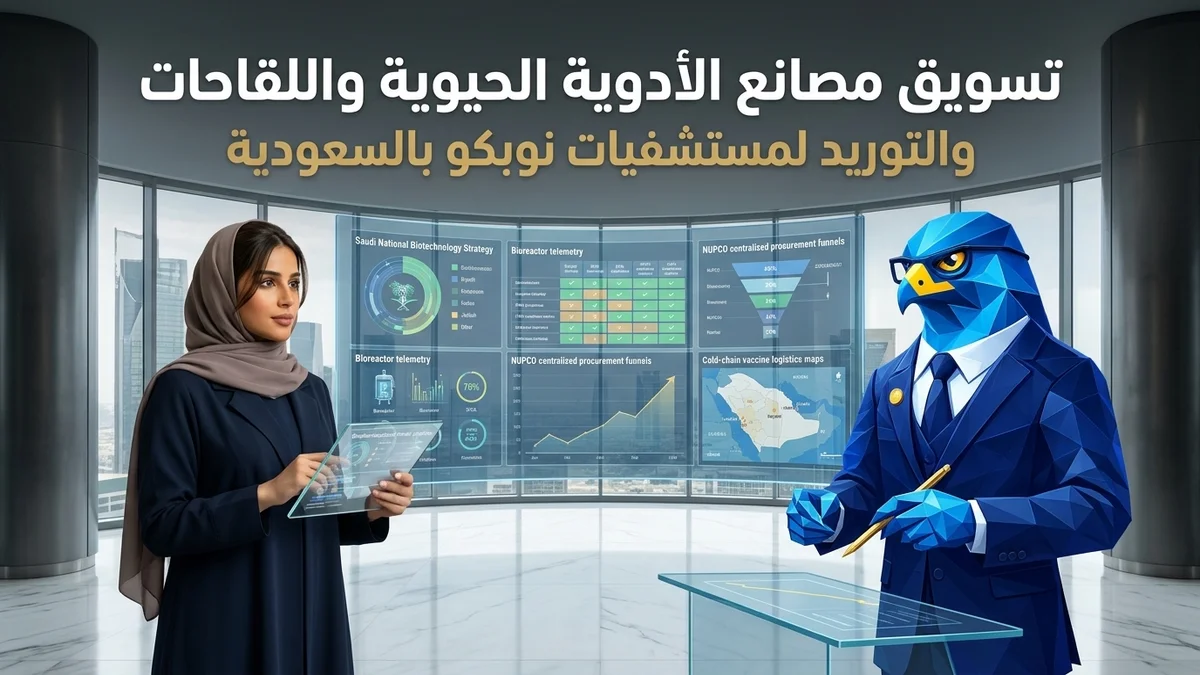 استراتيجيات تسويق مصانع الأدوية الحيوية واللقاحات في السعودية ودليل الشراكات الدوائية والتوريد لمستشفيات وزارة الصحة ونوبكو NUPCO