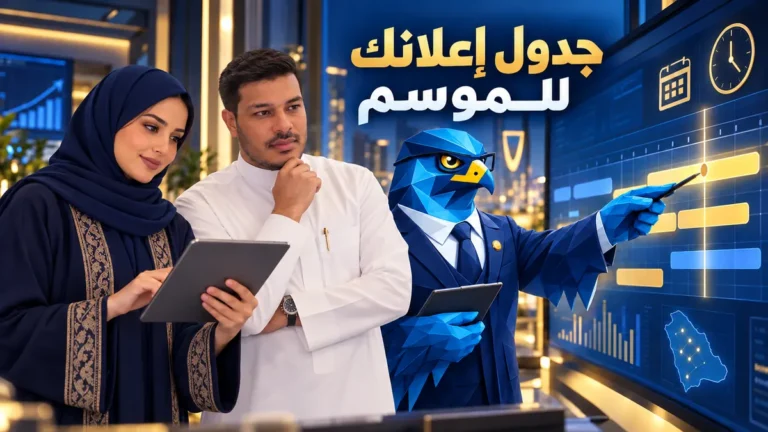 دعاء وباسم ورجل الصقر يراجعون جدول إعلانات جوجل للمواسم السعودية