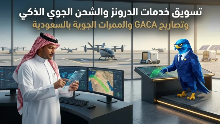 دليل تسويق شركات الدرونز والشحن الجوي المستقل في السعودية وتصاريح هيئة الطيران GACA وممرات النقل الجوي