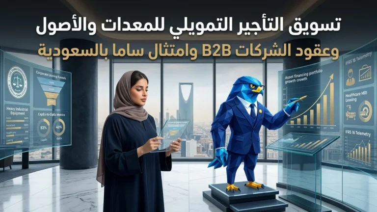 دليل تسويق شركات التأجير التمويلي للأصول والمعدات الصناعية والطبية في السعودية وعقود الشركات B2B والامتثال لساما