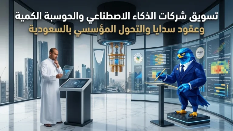 دليل تسويق شركات وحاضنات الذكاء الاصطناعي التوليدي والحوسبة الكمية في السعودية وعقود سدايا SDAIA ونماذج علام