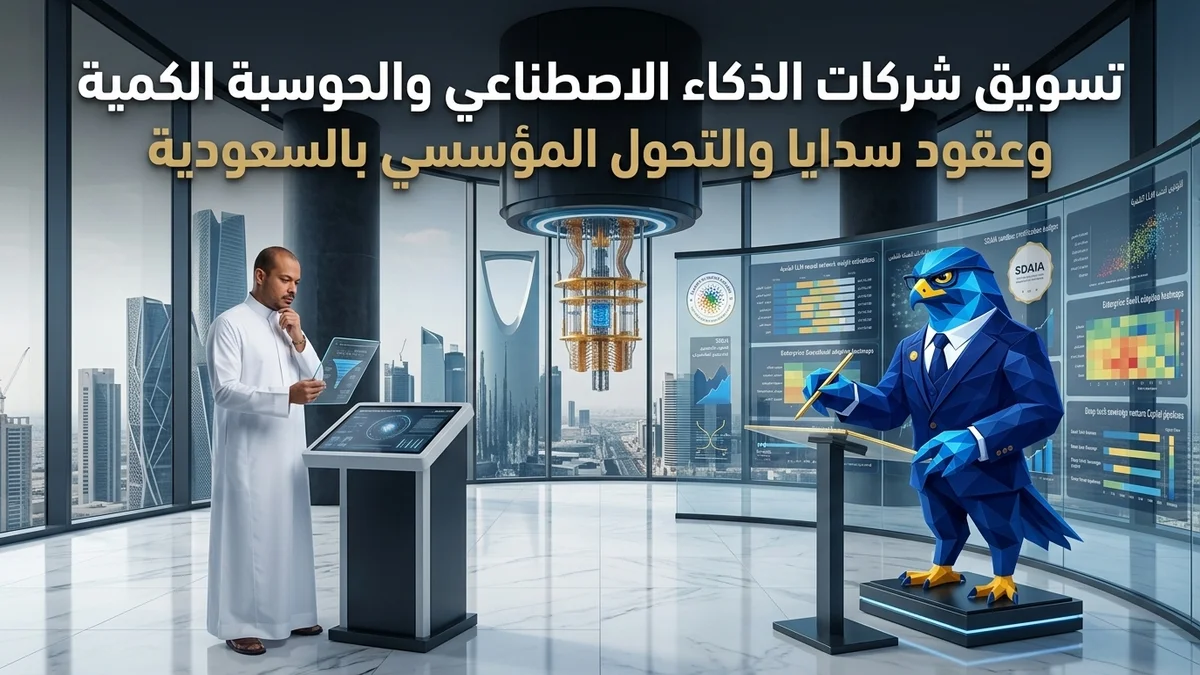 دليل تسويق شركات وحاضنات الذكاء الاصطناعي التوليدي والحوسبة الكمية في السعودية وعقود سدايا SDAIA ونماذج علام