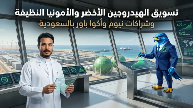 دليل تسويق شركات الهيدروجين الأخضر والأمونيا النظيفة في السعودية ومصنع نيوم أوكساجون وشراكات أكوا باور