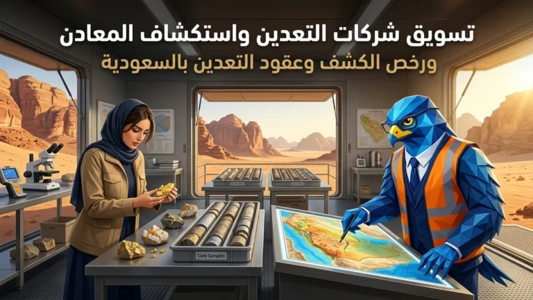 دليل تسويق شركات التعدين واستكشاف المعادن النادرة والذهب والفوسفات في السعودية ورخص الكشف التعديني وشراكات معادن