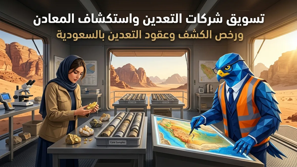 دليل تسويق شركات التعدين واستكشاف المعادن النادرة والذهب والفوسفات في السعودية ورخص الكشف التعديني وشراكات معادن