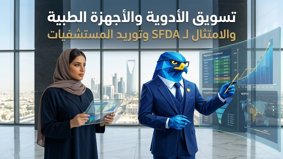 دليل استراتيجيات تسويق شركات الأدوية والمستلزمات والأجهزة الطبية في السعودية والامتثال لهيئة الغذاء والدواء SFDA ومناقصات نوبكو NUPCO