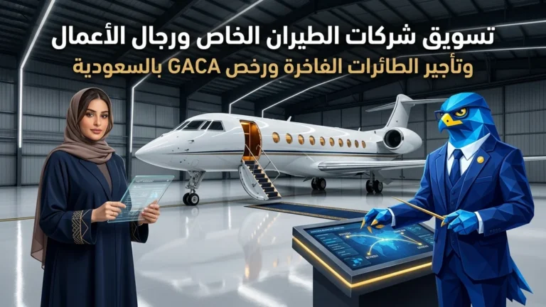 دليل تسويق شركات الطيران الخاص وتأجير طائرات رجال الأعمال في السعودية واستقطاب كبار الشخصيات HNWI ورخص GACA