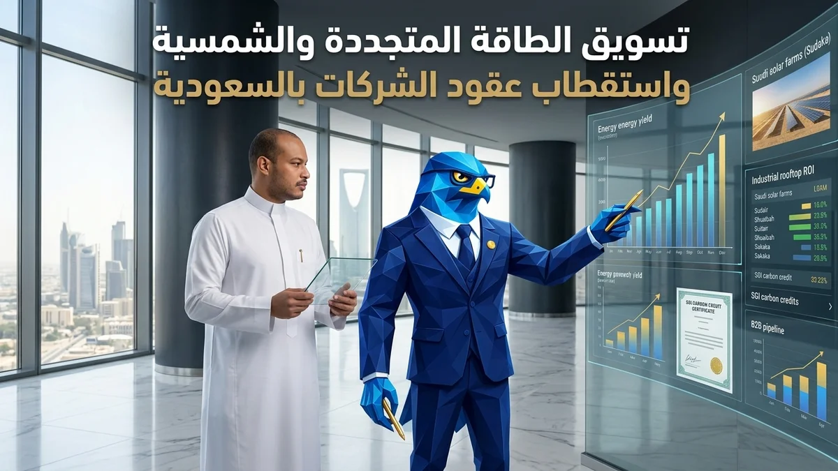 دليل تسويق شركات الطاقة المتجددة وحلول الطاقة الشمسية في السعودية واستقطاب عقود الشركات B2B ومبادرة السعودية الخضراء