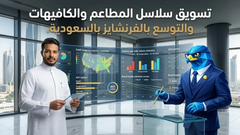 تسويق سلاسل المطاعم والكافيهات ومجموعات الضيافة في السعودية ودليل التوسع بالفرنشايز وزيادة المبيعات عبر تطبيقات التوصيل وتجربة العميل