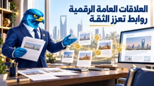 رجل الصقر يعرض مواد العلاقات العامة الرقمية وروابط تحريرية لموقع سعودي