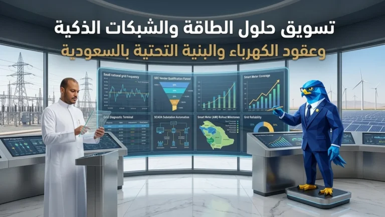 دليل تسويق شركات حلول الطاقة الذكية والشبكات الكهربائية والمحولات المتقدمة في السعودية وعقود الشركة السعودية للكهرباء ومشاريع الطاقة الكبرى
