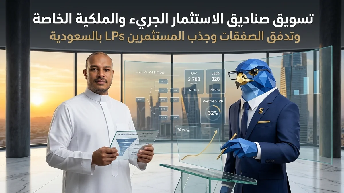دليل استراتيجيات تسويق صناديق الاستثمار الجريء والملكية الخاصة في السعودية وجذب المستثمرين LPs وتدفق الصفقات وشراكات SVC وجدا