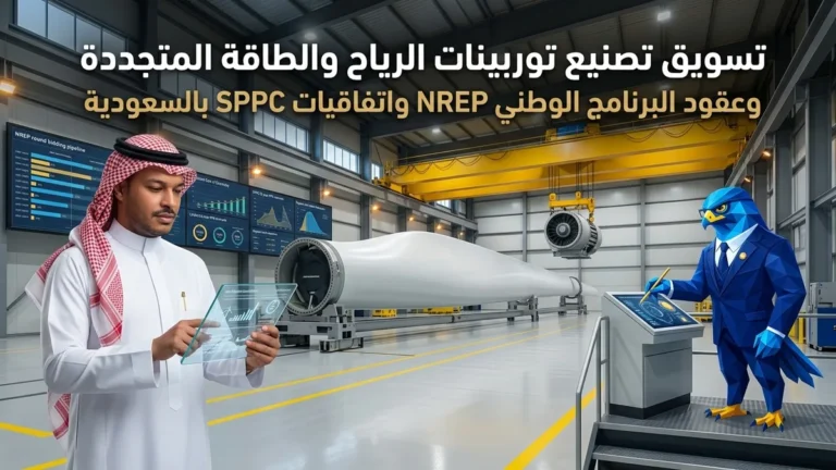 دليل تسويق مجمعات تصنيع توربينات الرياح وشفرات المولدات ومكونات الطاقة المتجددة بالسعودية وعقود NREP